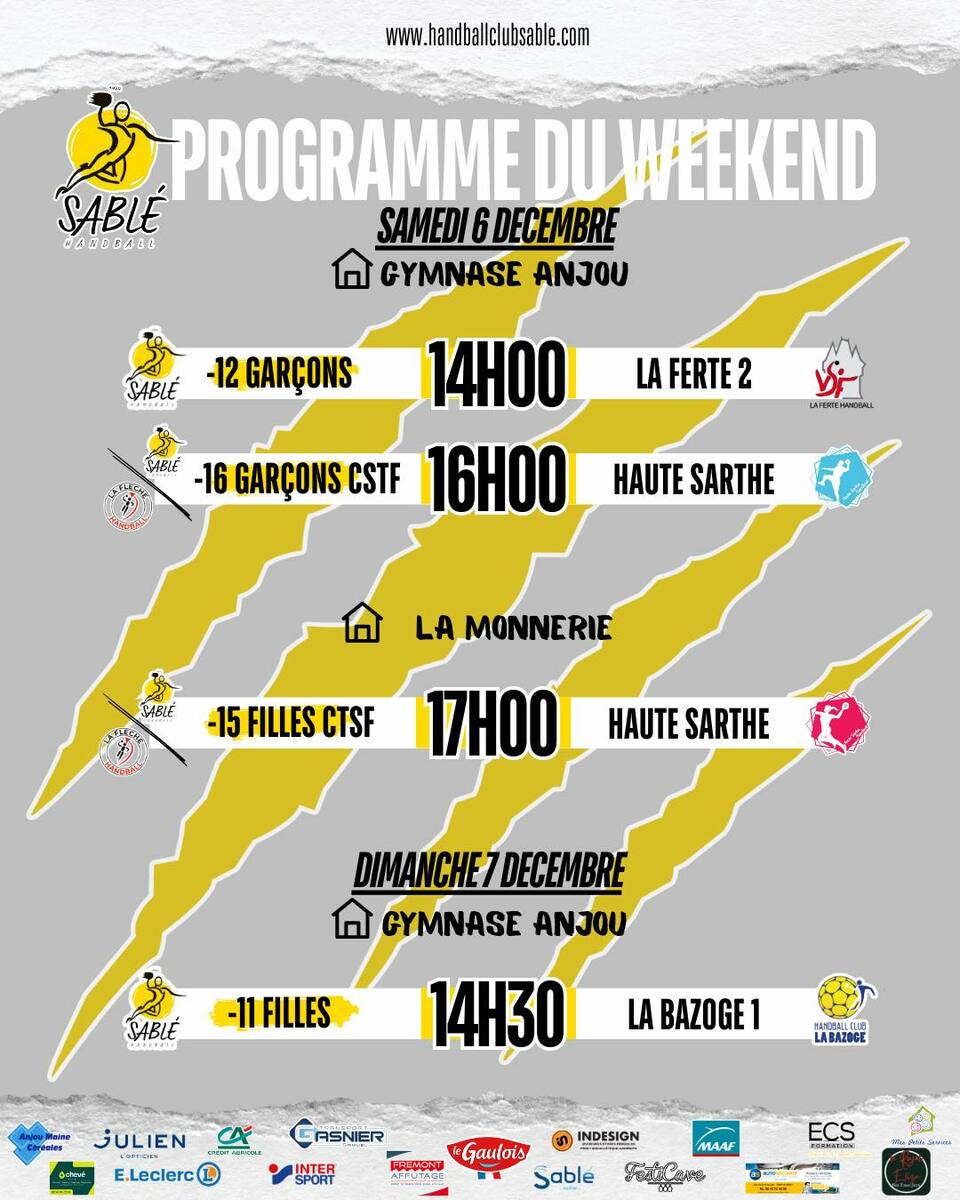 les matchs du Week-end venez nous soutenir vous serez tous les bienvenus